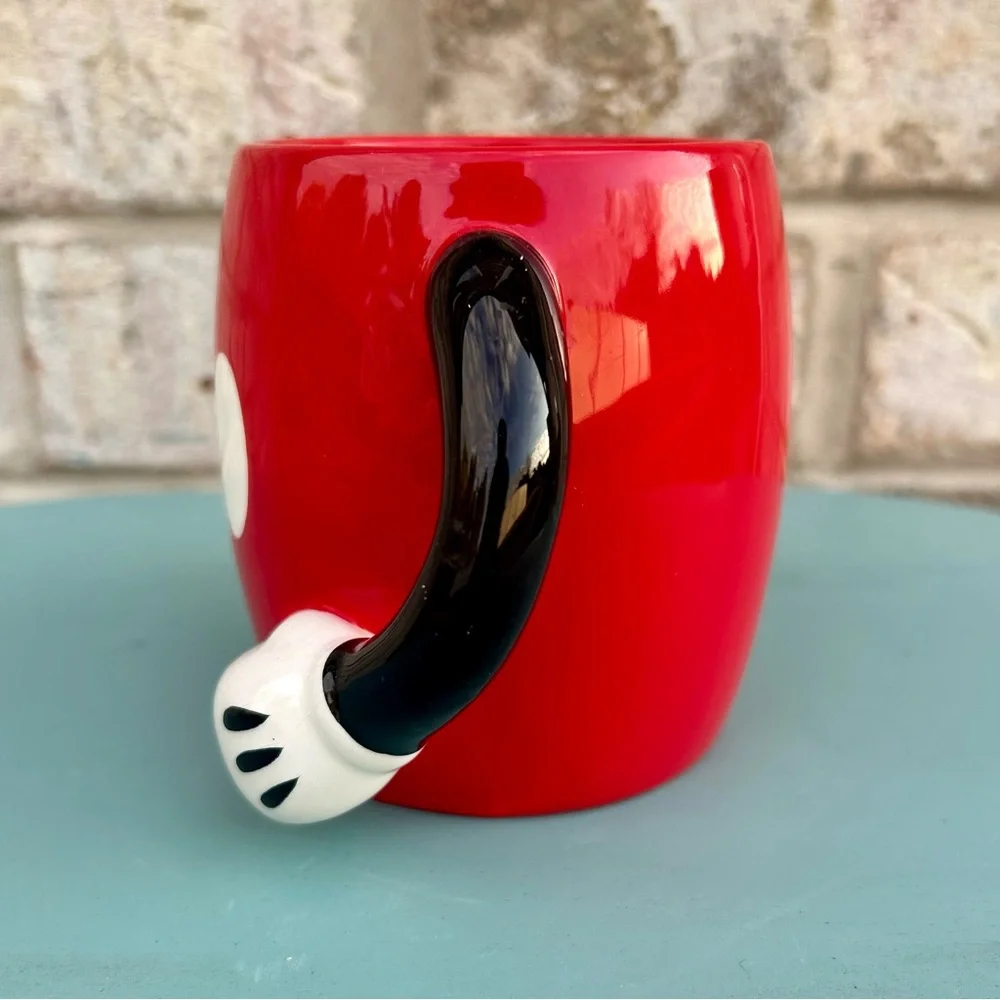Disney Galerie Mickey Mouse 3D Hands Mug Red Black White Ceramic Coffee Cup